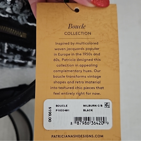 Patricia Nash Millburn Crossbody Black Leather & Boucle Woven Pattern - Picture 5 of 8